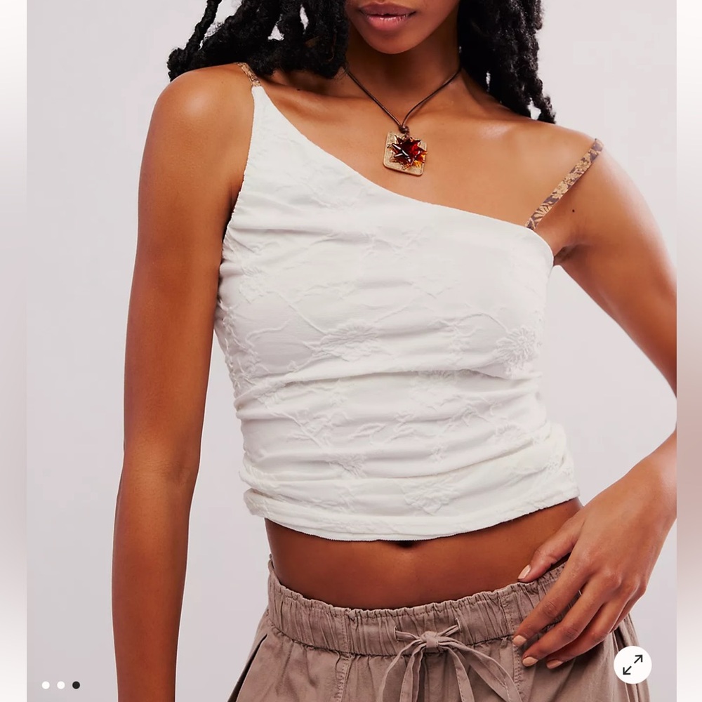 Free People One-Shoulder White Lace Crop Top